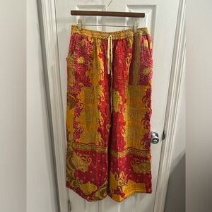 Reversible Wide-Leg Kantha Pants